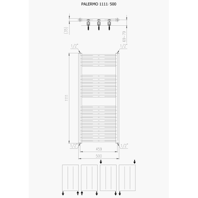 Plieger Palermo designradiator horizontaal 1111x500mm 519W wit