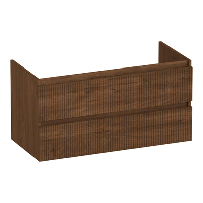 BRAUER Joy Wavy wastafelonderkast 100 2 softclose lades - greeploos - 1 sifon uitsparing - Forest Cacao
