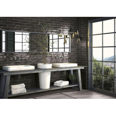 Cifre Ceramica wandtegel - 7.5x30cm - 8.6mm - Rechthoek - Zwart Glans