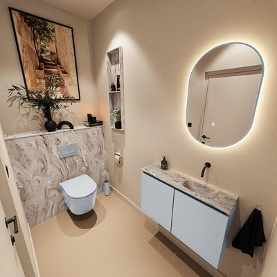 MONDIAZ TURE-DLUX 80cm toiletmeubel Clay. EDEN wastafel Glace positie rechts. Zonder kraangat.