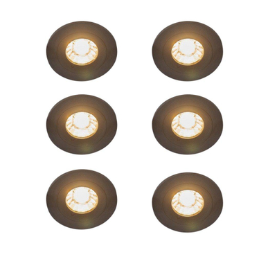 QAZQA Xena inbouwspot - set van 6 - 8x8cm - IP44 - rond - mat zwart