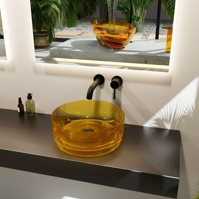 Mondiaz Jewel Waskom - 40x15x40 - antibacterieel - transparant - gold