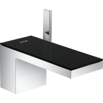 Hansgrohe AXOR MyEdition wastafelkraan 70 m. zwart glas met push open garnituur voorsprong 15.1cm chroom