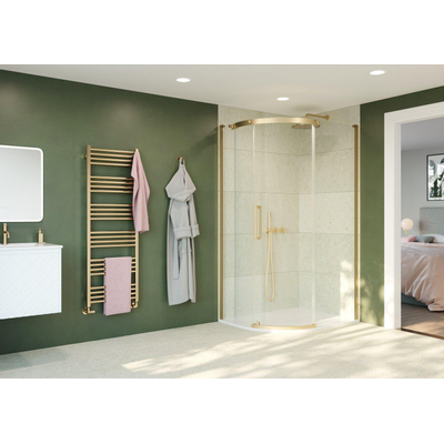 Crosswater Optix Douchecabine - 120x90cm - kwartrond - deur links - messing geborsteld