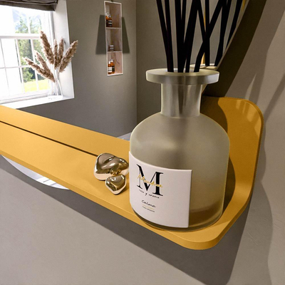 Mondiaz SPOT Badkamerspiegel - rond 90cm - spiegelplanchet - kleur Ocher