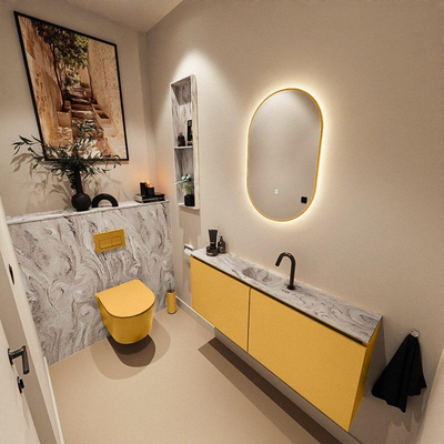 MONDIAZ TURE-DLUX 120cm toiletmeubel Ocher. EDEN wastafel Glace positie midden. Met 1 kraangat.