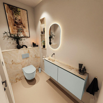 MONDIAZ TURE-DLUX 120cm toiletmeubel Greey. EDEN wastafel Frappe positie links. Zonder kraangat.
