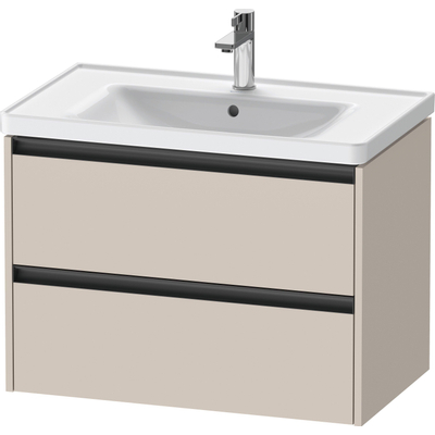 Duravit Ketho 2 wastafelonderbouwkast met 2 laden 78.4x45.5x54.9cm met grepen antraciet taupe mat