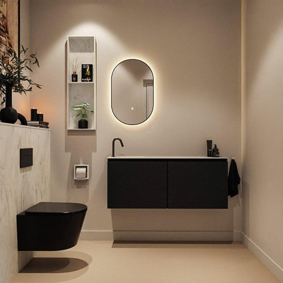 MONDIAZ TURE-DLUX 120cm toiletmeubel Urban. EDEN wastafel Opalo positie links. Met 1 kraangat.
