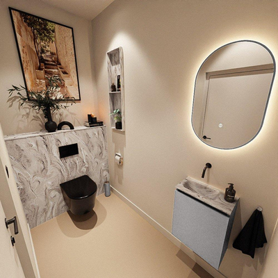 MONDIAZ TURE-DLUX 40cm toiletmeubel Plata. EDEN wastafel Glace positie links. Zonder kraangat.