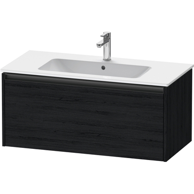 Duravit Ketho 2 wastafelonderbouwkast met 1 lade 101x48x44cm met greep antraciet eiken zwart mat