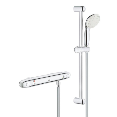 GROHE Grohtherm-1000 New comfortset met douchekraan thermostatisch met New Tempesta glijstangcombinatie 60cm chroom/wit