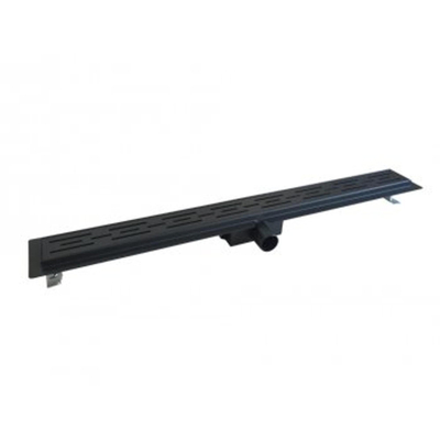 Wiesbaden douchegoot met flens en rooster 100 x 7 cm mat zwart