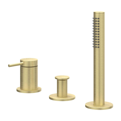 IVY Bond Badrandcombinatie - 3-weg - mengkraan - uittrekbare handdouche - zonder uitloop - Geborsteld mat goud PVD