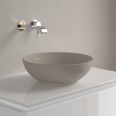 Villeroy & Boch Loop & friends opzetwastafel 38cm rond met overloop CeramicPlus almond