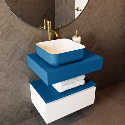 Mondiaz TOP 46 Topblad - 40x41x12cm - geschikt voor afdekplaat - Solid surface - Jeans