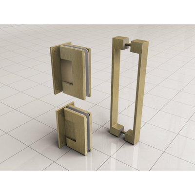 Wiesbaden Less scharnierset en greep voor profielloze nisdeur geborsteld messing