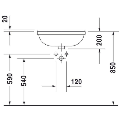 Duravit Philippe Starck 3 halfinbouw wastafel 55x46cm wit