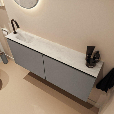 MONDIAZ TURE-DLUX 120cm toiletmeubel Smoke. EDEN wastafel Opalo positie links. Met 1 kraangat.
