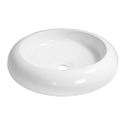 Saniclass San Fellice Waskom opbouw - 45x45x11cm - zonder overloop - rond - keramiek - glans wit OUTLETSTORE