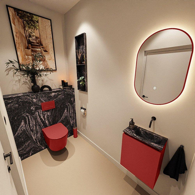 MONDIAZ TURE-DLUX 40cm toiletmeubel Fire. EDEN wastafel Lava positie rechts. Zonder kraangat.
