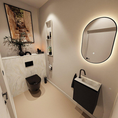 MONDIAZ TURE-DLUX 40cm toiletmeubel Urban. EDEN wastafel Ostra positie rechts. Met 1 kraangat.