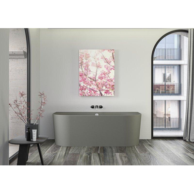 Plieger Kansas Halfvrijstaand bad - 180x80x60cm - met waterinlaat - met af- en overloopgarnituur - met poten - acryl - cementgrijs