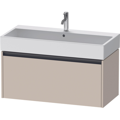 Duravit Ketho 2 wastafelonderbouwkast met 1 lade 98.4x46x44cm met greep antraciet taupe supermat