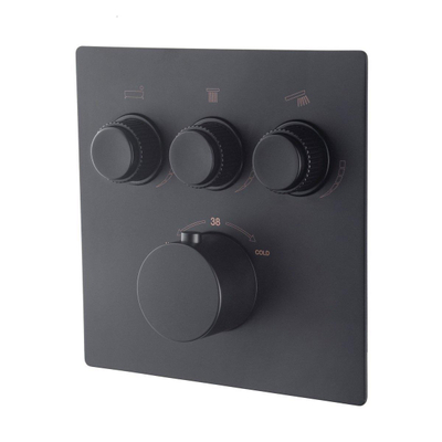 Wiesbaden Caral badset - 3 functies - handdouche 3 standen - hoofddouche 25cm - met garnituur - zwart mat