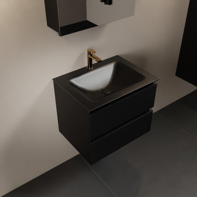 Mondiaz Aivy badmeubelset - 60x45x50cm - 1 kraangat - 1 wasbak urban Solid surface - Midden - 2 lades - Met spiegelkast - MDF Urban