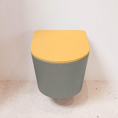 MONDIAZ LAVIE wandclosetpack - 36x53cm - diepspoel - rimless - Smoke (grijs) - softclose - quick-release - toiletzitting - Ocher (geel)