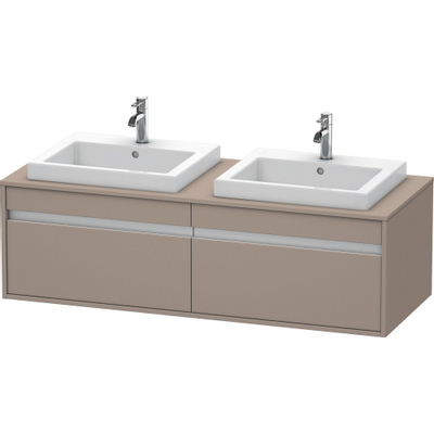 Duravit Ketho Wastafelonderkast 140x55.5x42.6cm 2 lades Standaard greep wasbak links en rechts met softclose spaanplaat Basalt Mat