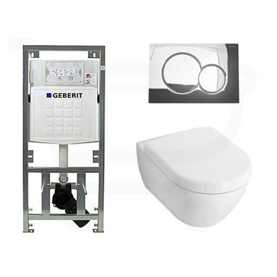 Villeroy & Boch Subway 2.0 Inbouwset met wandcloset wit softclose zitting afdekplaat chroom