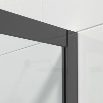 Saniclass Boutry Quick Fit Douchecabine - kwartrond - 90x90x195cm - helder glas - anti kalk - mat zwart