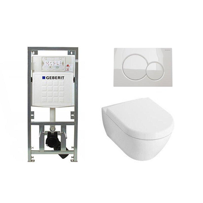 Villeroy & Boch Subway 2.0 Compact met zitting toiletset met geberit inbouwreservoir en sigma 01 drukplaat wit