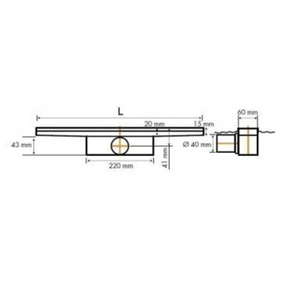 Easydrain Compact FF afvoergoot enkele plaat inclusief zijuitloop 6x70mm 30mm RVS