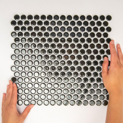 The Mosaic Factory Venice mozaïektegel - 31.5x29.4cm - wandtegel - Rond - Porselein Black Glans