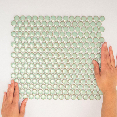 The Mosaic Factory Venice mozaïektegel - 31.5x29.4cm - wandtegel - Rond - Porselein Light Green Glans