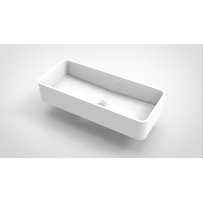 Arcqua Case waskom - 60x26cm - Rechthoek - Cast marble Wit Glans