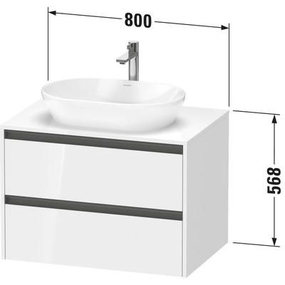 Duravit Ketho 2 wastafelonderbouwkast incl. consoleplaat met 1 lade 80x55x56.8cm met handgreep antraciet Linnen mat