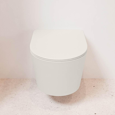 MONDIAZ LAVIE wandclosetpack - 36x53cm - diepspoel - rimless - Linen (offwhite) - softclose - quick-release - toiletzitting - Linen (offwhite)