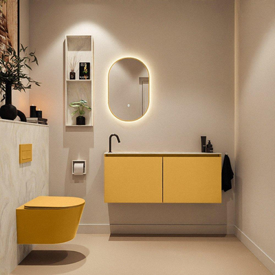 MONDIAZ TURE-DLUX 120cm toiletmeubel Ocher. EDEN wastafel Ostra positie links. Met 1 kraangat.