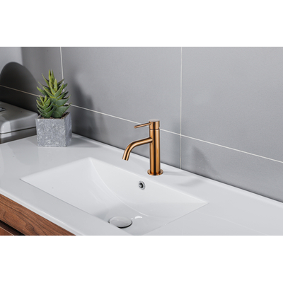 Fortifura Calvi Slim Wastafelkraan - 17.4cm - opbouw - Geborsteld koper PVD (Koper)