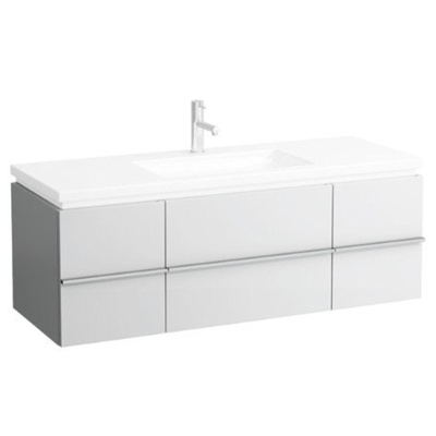 Laufen New Case Living Square onderbouwkast 129x47.6x45.9cm 2 lades. 2 deuren 2 glasplaten hout wit mat mat