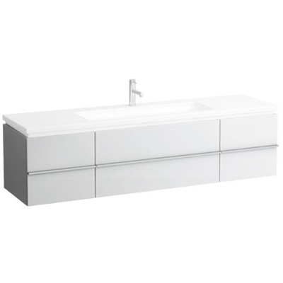 Laufen New Case Living Square onderbouwkast 129x47.6x45.9cm 1 lade. 2 deuren 2 glasplaten hout wit mat mat