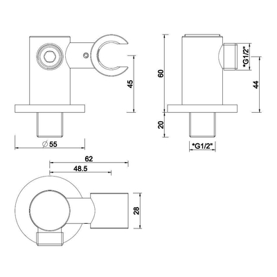 Wiesbaden Doucheset inbouw (wandarm, hoofddouche 30cm, handdoucheset) Geborsteld Koper *exclusief afbouw + inbouwdeel SHOWROOMMODEL OUTLETSTORE