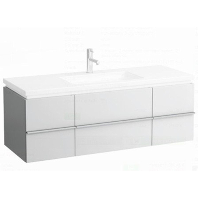 Laufen New Case Living Square onderbouwkast 129x47.6x45.9cm 1 lade. 2 deuren 2 glasplaten hout wit mat mat