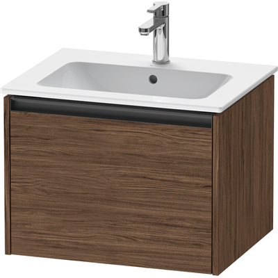 Duravit Ketho 2 wastafelonderbouwkast met 1 lade 61x48x44cm met greep antraciet donker noten mat