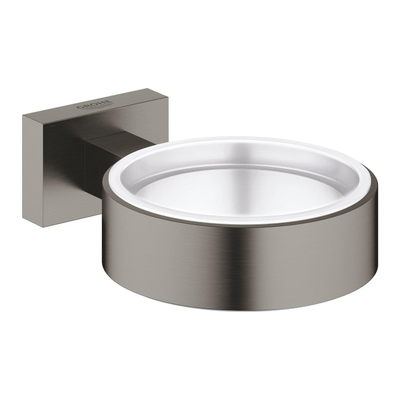 GROHE Essentials Cube Bekerhouder - 7.2x10.7x2.8cm - zonder glas - brushed hard graphite