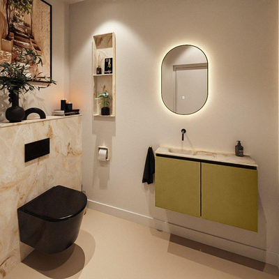 MONDIAZ TURE-DLUX 80cm toiletmeubel Oro. EDEN wastafel Frappe positie links. Zonder kraangat.